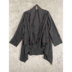 J. Jill Cardigan‎ Womens Sz M Gray Wool Blend Open Front Crinkle Waterfall Hem